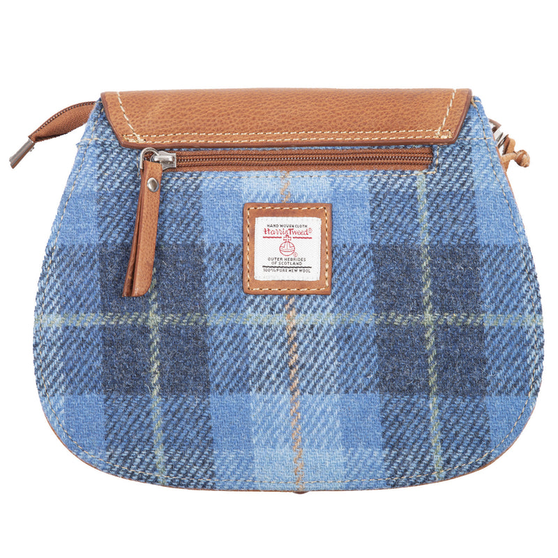 Ladies Ht Leather Shoulder Bag Blue Check / Tan