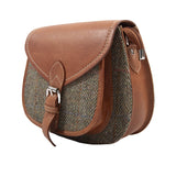 Ladies Ht Leather Shoulder Bag Lt Brown Check / Tan