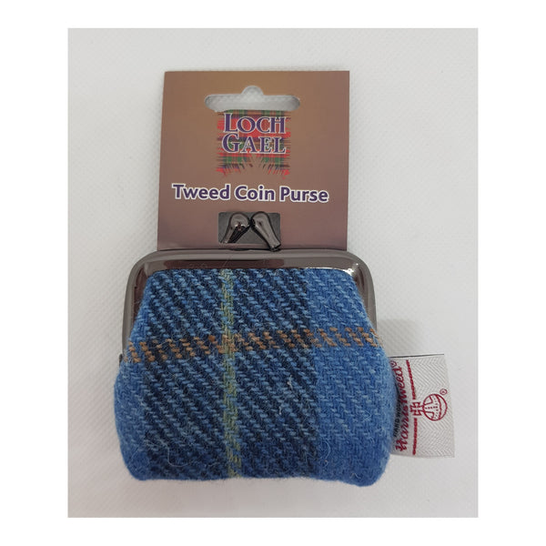 Harris Tweed 7Cm Purse On Card Blue