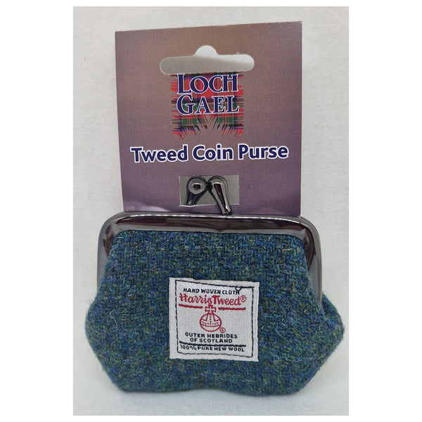 Harris Tweed 7Cm Purse On Card Green