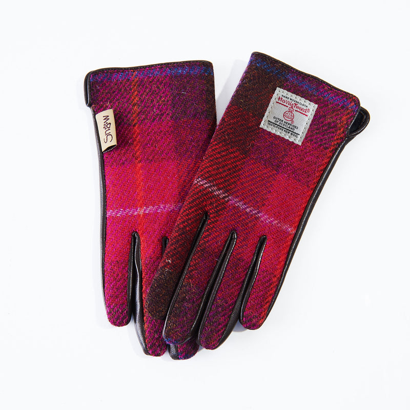 Ladies Harris Tweed Gloves Fuschia