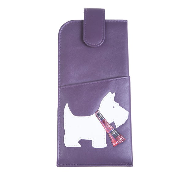 Glasses Case White Dog Purple