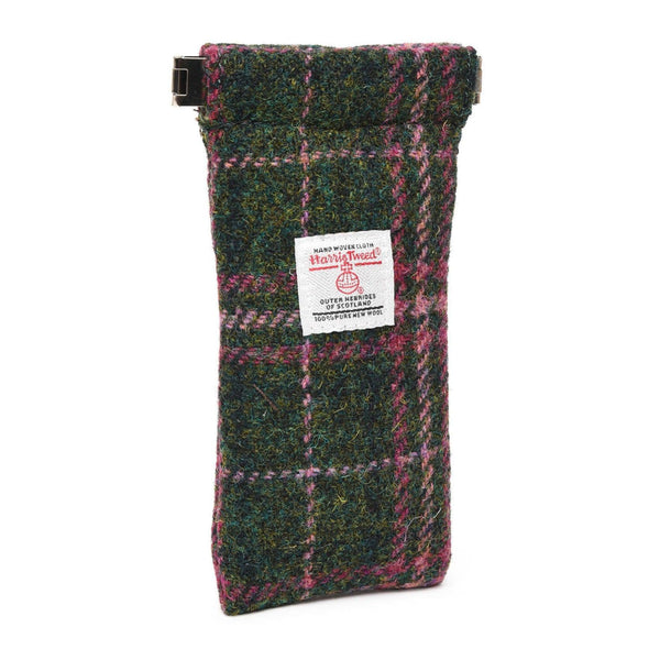 Harris Tweed Glasses Case Dark Green And Plum Check