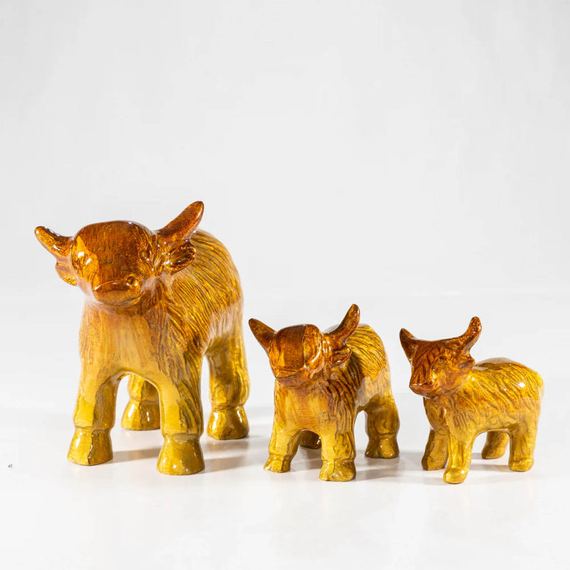 Brushed Gold Highland Cow Xl 14 Cm