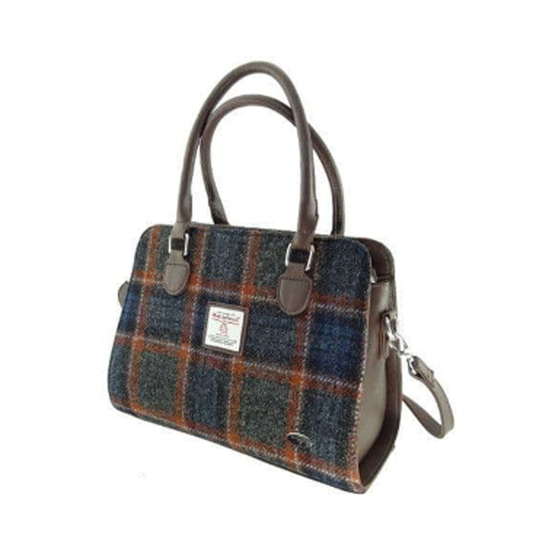 Harris Tweed Midi Tote Bag Findhorn Grey / Rust Overcheck