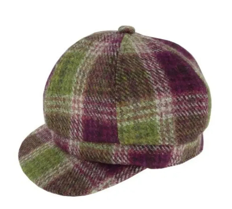 Ladies Harris Tweed Cap Heather Check