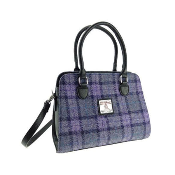 Harris Tweed Midi Tote Bag Findhorn Purple Check