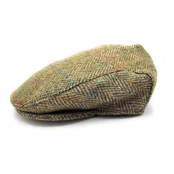 Harris Tweed County Cap Green Heringbone