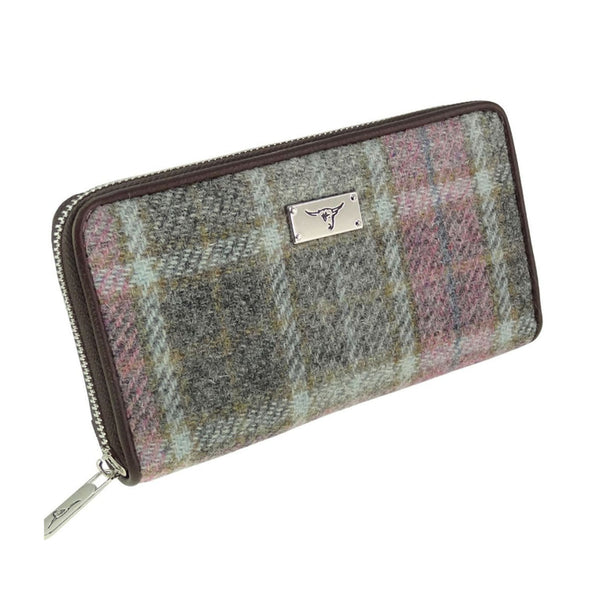 Harris Tweed Long Zip Purse - Staffa Soft Pink Buchanan