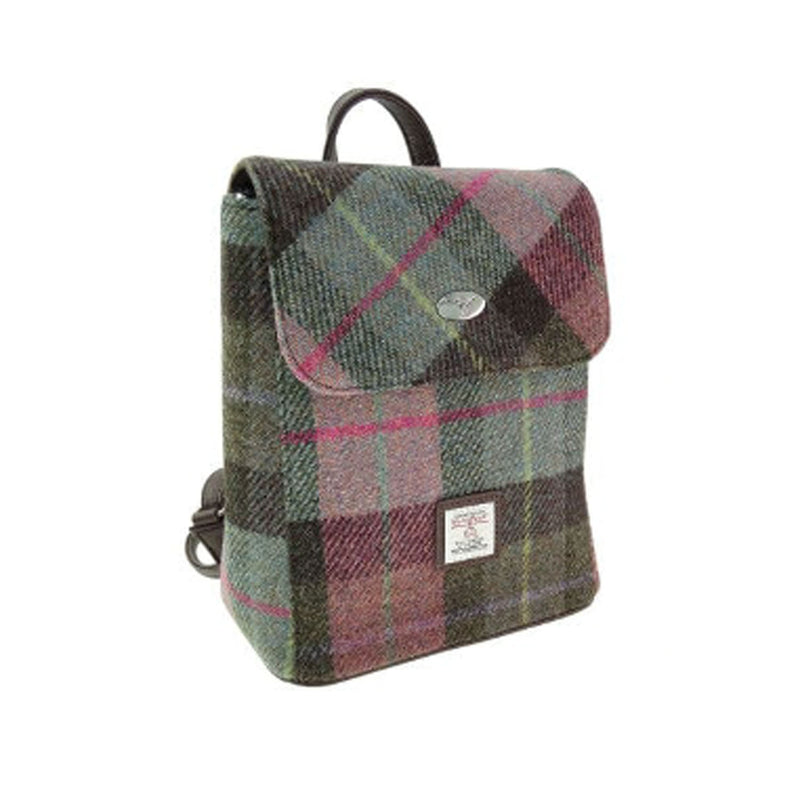 Tummel Backpack Muted Green & Rose Pink Tartan