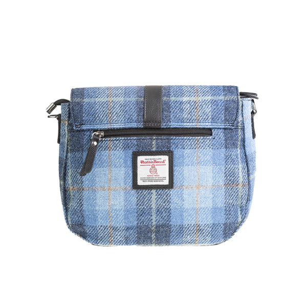 Ladies Ht Leather Flap Over Bag Blue Check / Black