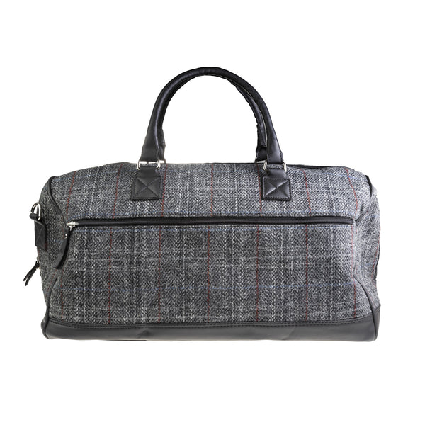 Ht Vegan Leather Weekender Bag Grey & Red Check / Black