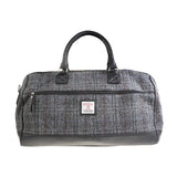 Ht Vegan Leather Weekender Bag Grey & Red Check / Black