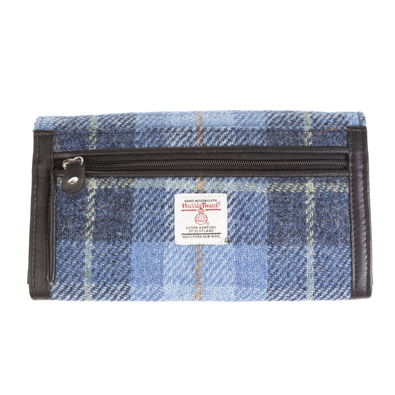 Ladies Ht Leather Long Purse Blue Check / Black