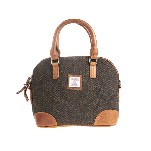 Ladies Ht Leather Hand Bag Dark Brown Barleycorn / Tan