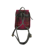 Ladies Ht Leather Foldover Backpack Cerise Check / Black