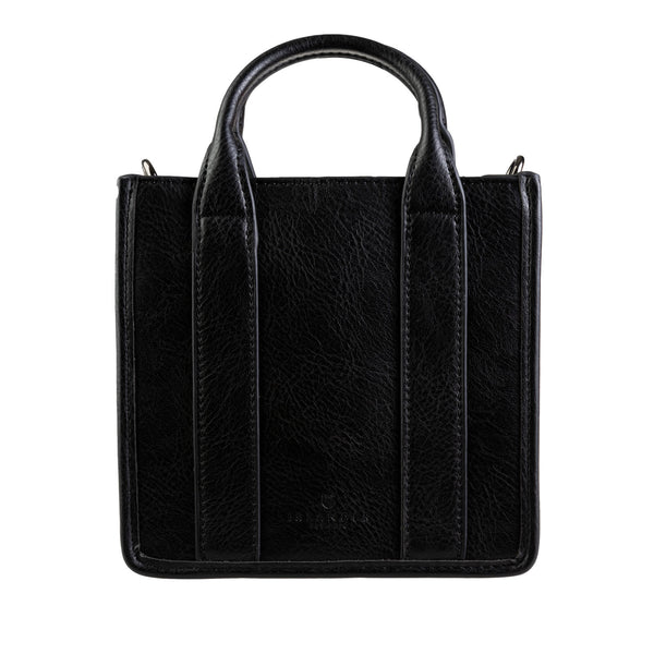 The Mini Tobi Tote Bag Black Herringbone