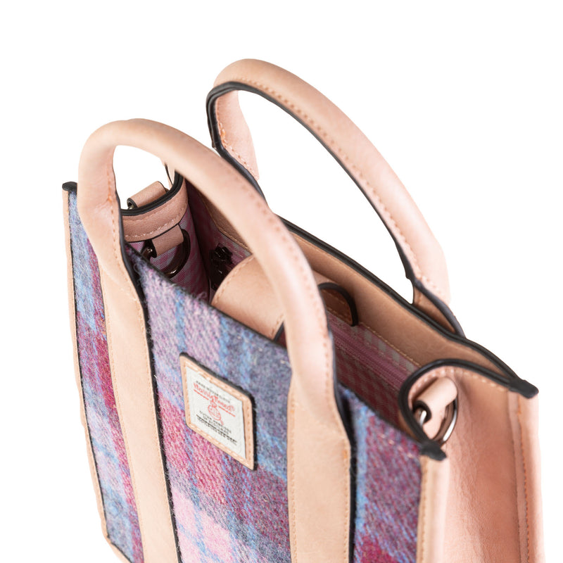 The Medium Tobi Tote Bag Pink Blue Tartan