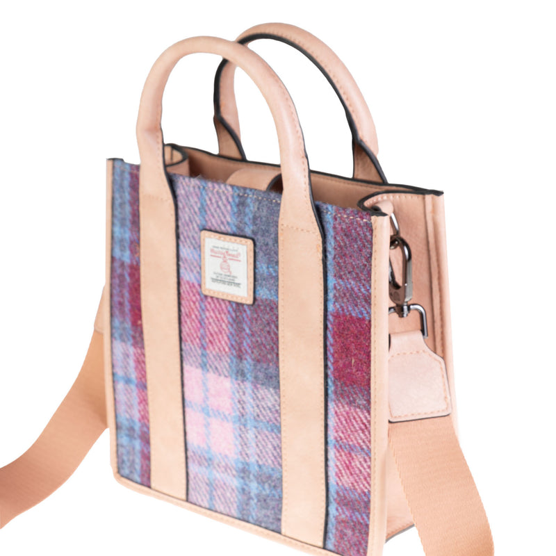 The Medium Tobi Tote Bag Pink Blue Tartan