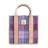 The Medium Tobi Tote Bag Pink Blue Tartan