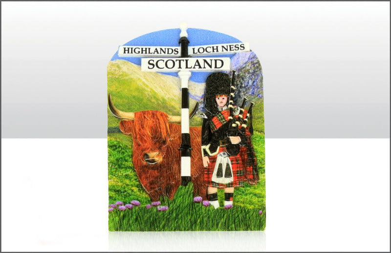 Highland Piper/Coo Printed Resin Magnet