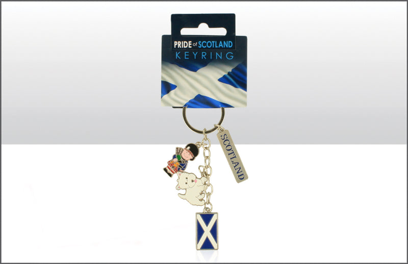 Piper/Westie/Saltire Charm Keyring