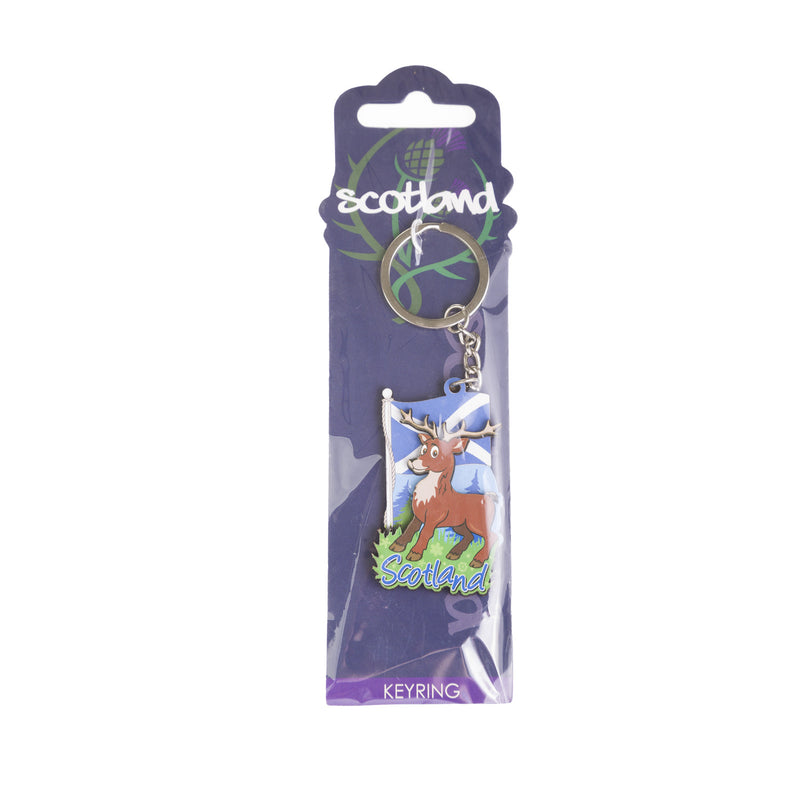 Saltire Flag & Stag Wood Keyring