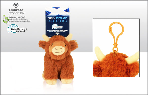 Highland Coo Soft Toy 9.5Cm With Clip