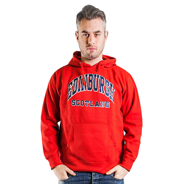 Edinburgh Harvard Print Hooded Top Red