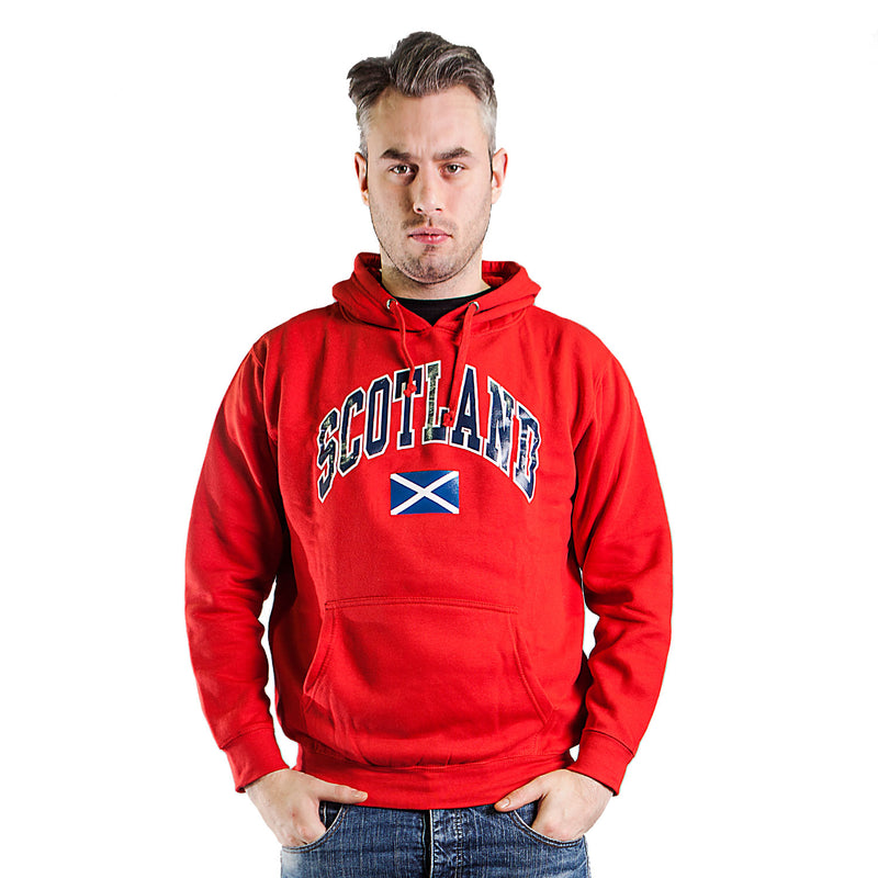 Scotland Harvard Print Hooded Top Red