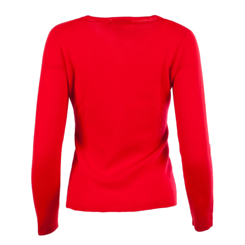 100% Cashmere Women's Fashion V Neck Cardinal