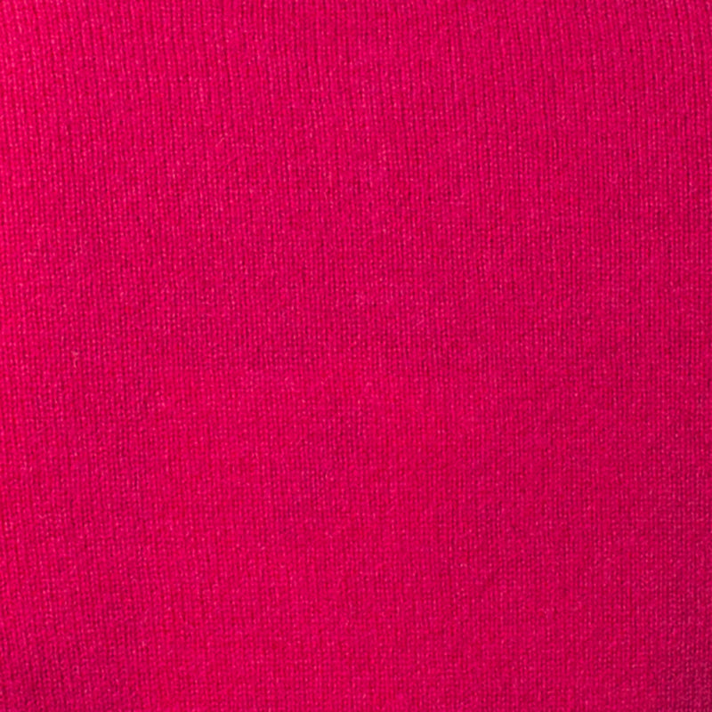 100% Cashmere Women's Crew Neck Cardigan Fuchsia