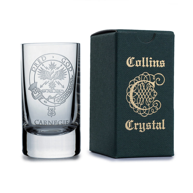 Collins Crystal Clan Shot Glass Carnegie