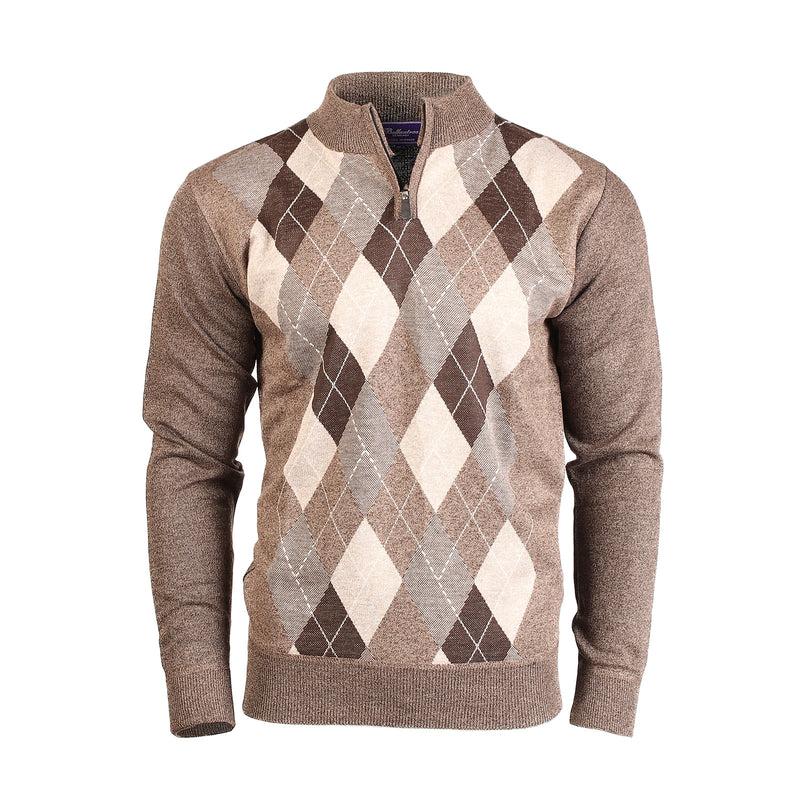 Argyle Ballantrae Jumper Half Zip Brown Melange