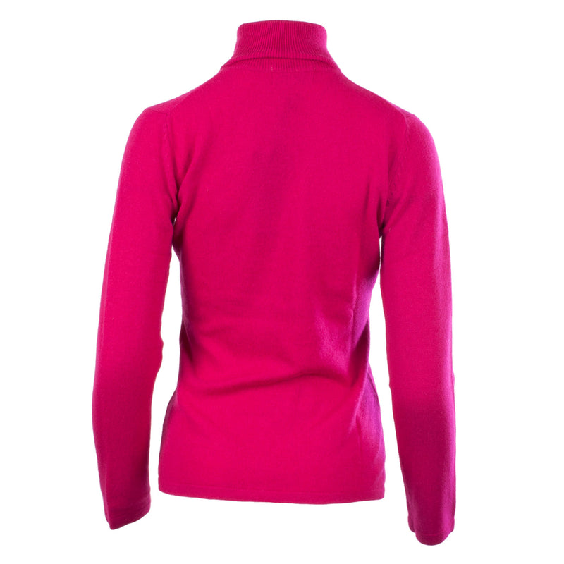 100% Cashmere Women's Fashion Roll Neck Fuchsia