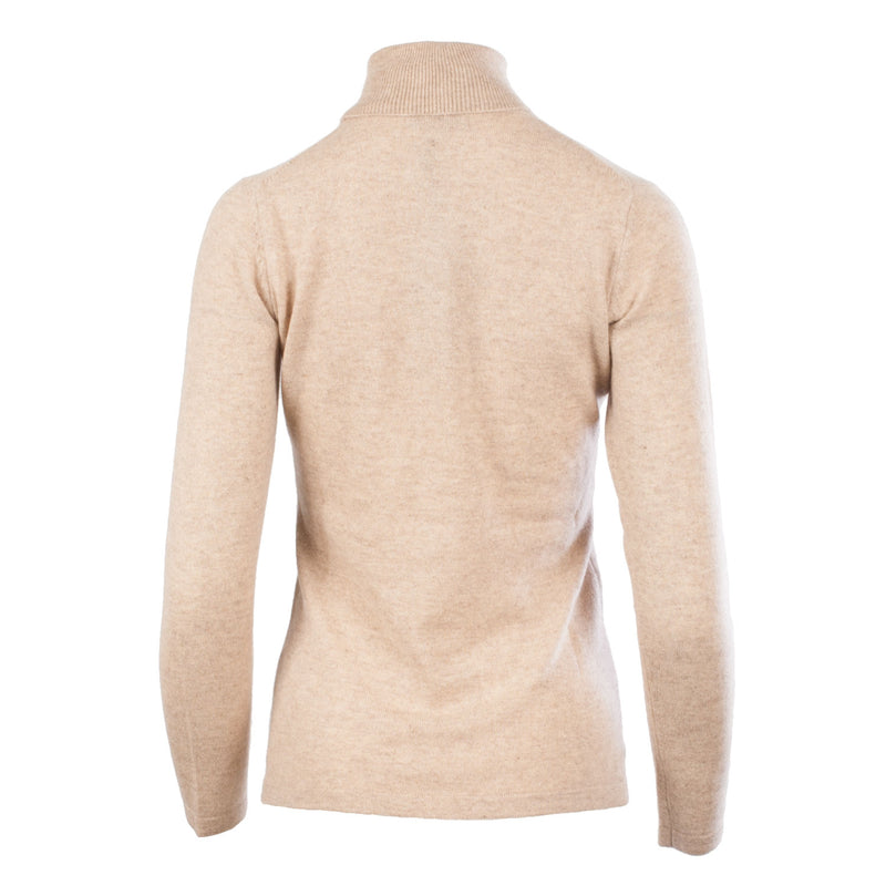 100% Cashmere Women's Fashion Roll Neck Sand Beige