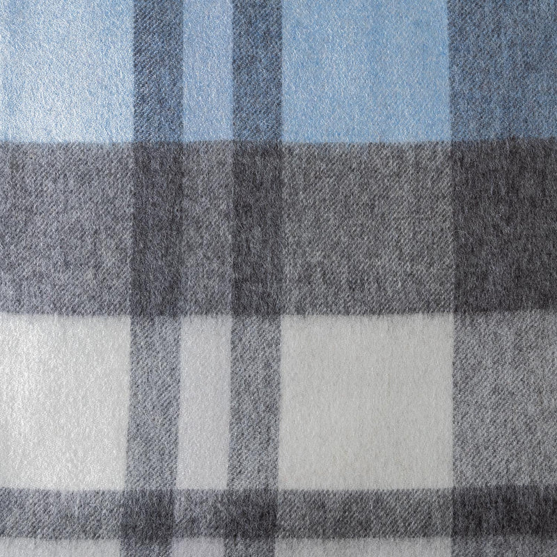 Chequer Tartan 90/10 Cashmere Blanket Exploded Blue