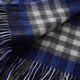 Chequer Tartan 90/10 Cashmere Blanket Navy