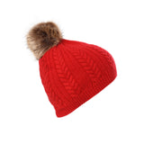 100% Cashmere Ladies Cable Rib Beanie Cardinal