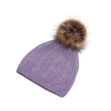 100% Cashmere Ladies Cable Rib Beanie Heather