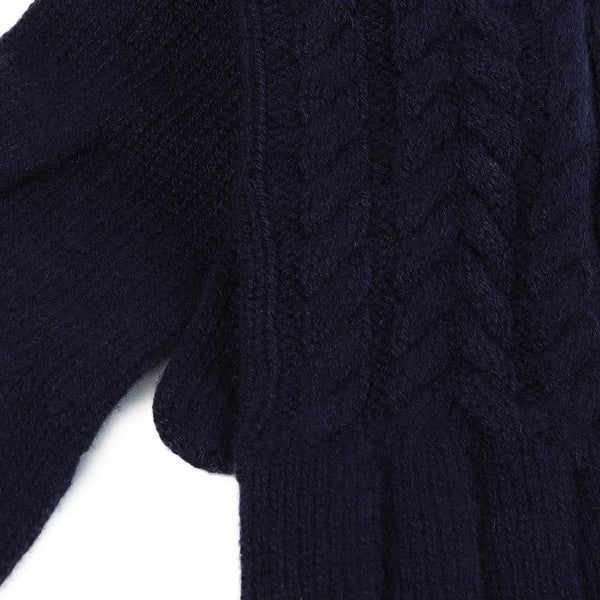 100% Cashmere Ladies Cable Glove Navy