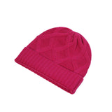 Ladies Racking Detail Turn Up Beanie Fuchsia