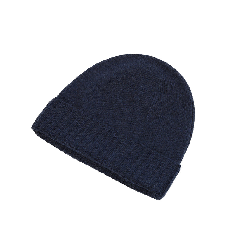 Gents Plain Knit Beanie Rib Turn Up Cosmos