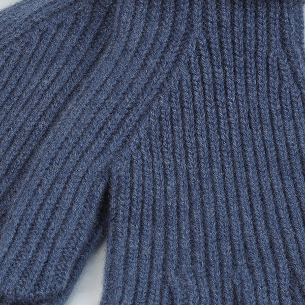 100% Cashmere Gents Rib Glove Denim