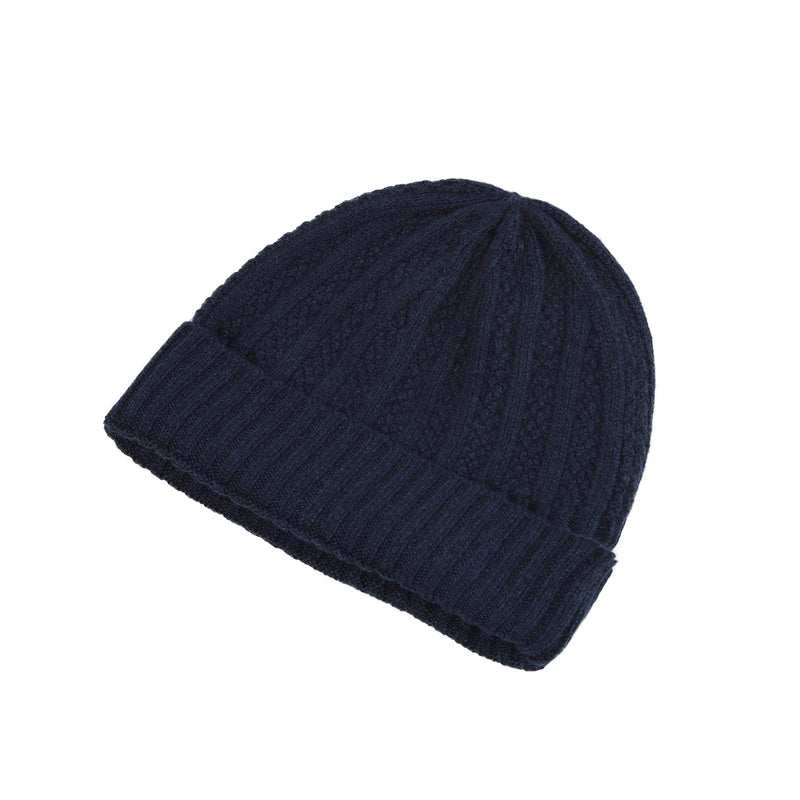 Gents Seed Stitch Rib Turn Up Beanie Cosmos