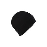 Plain Knit Ladies Beanie Rib Turn Up Black