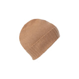 Plain Knit Ladies Beanie Rib Turn Up Camel