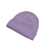 Plain Knit Ladies Beanie Rib Turn Up Heather