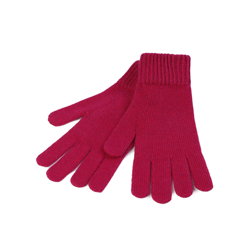 100% Cashmere Plain Ladies Glove Fuchsia