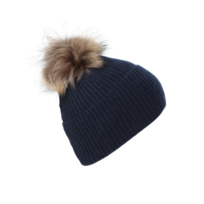 Luxury Rib Deep Turn Up Ladies Beaniepom Astral